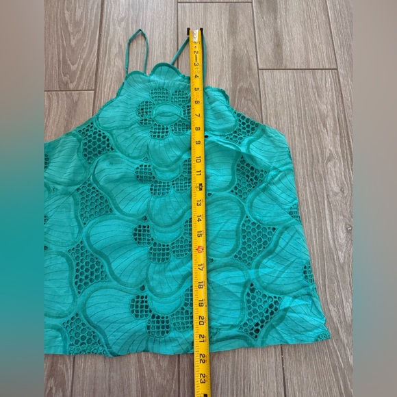 Corey Lynn Calter|Teal boho floral Sleeveless Women's Top,mesh florals•••size S - Picture 9 of 12